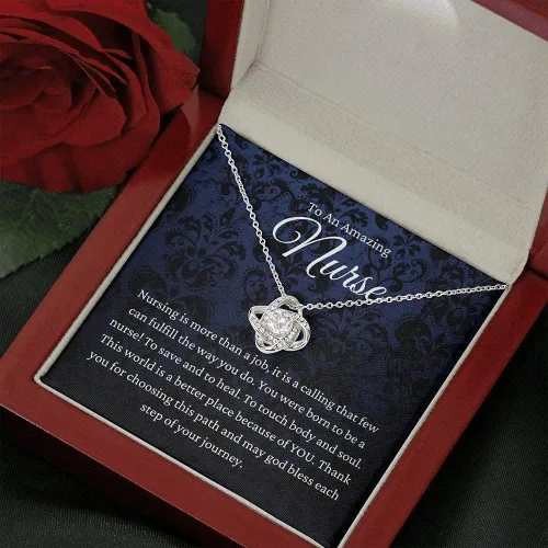 Vista 4 de Regalo de joyería personalizado nudo de amor, regalo de enfermera, regalo de enfermera, regalo de atención médica, regalos para enfermeras, regalo