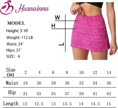Vista 5 de Husnainna Falda pantalón plisada de cintura alta con bolsillos para tenis y golf para mujer, pantalones cortos incorporados para el entrenamiento