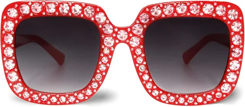 Vista 2 de Gafas de sol cuadradas de cristal Elton extra grandes con diamantes de imitación para concierto