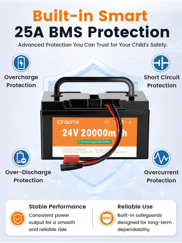 Vista 6 de Batería de litio de 24v 20Ah para juguetes y autos de paseo