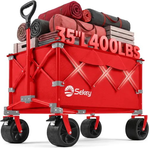 Vista 11 de Sekey - Carro de playa de 250 L, capacidad de 400 libras, plegable, ruedas todo terreno Negro
