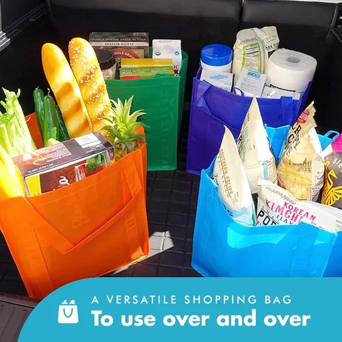 Vista 6 de Simply Green Solutions - Bolsas de comestibles reutilizables, bolsas anchas con asa reforzada de 20 pulgadas, bolsas de compras para comestibles