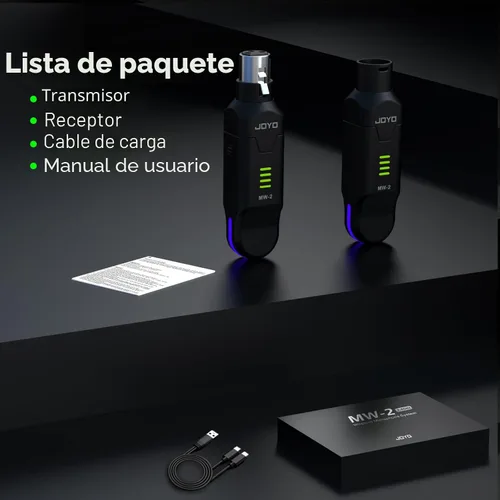 Vista 9 de JOYO Sistema de micrófono inalámbrico de 2.4 GHz, transmisor y receptor XLR de 4 canales, adaptador de micrófonos de condensador dinámico/alimentado