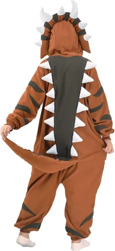 Vista 4 de Triceratops - Pijama de dinosaurio para adultos, disfraz de dinosaurio para Navidad, Halloween, cosplay, ropa de dormir