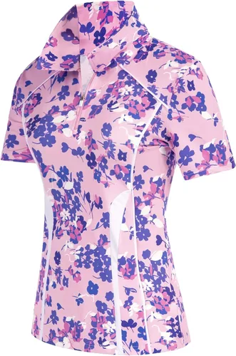 Vista 2 de JACK SMITH Women's Golf Polo Shirts Short Sleeve Lightweight Moisture Wicking Zipper Tennis Tops Slim Fit Sportwear
