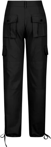 Vista 4 de Pantalones cargo ajustados para mujer, casuales, de cintura alta, para trabajo, pantalones largos de cintura alta, rectos, para senderismo, al aire
