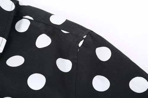 Vista 5 de Camisa casual de manga corta con estampado de lunares para hombre