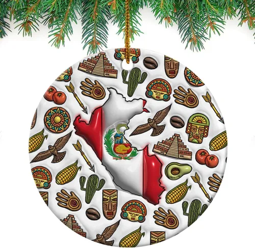 Vista 115 de Lotacy Bandera argentina argentina de Navidad de cerámica 2D impresa adorno con símbolos, decoración del hogar argentina regalos para hombres