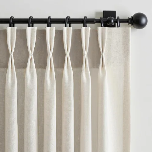 Vista 10 de 2 paneles de cortinas plisadas de lino beige de 84 pulgadas de largo, para dormitorio y sala de estar, cortina plisada con ganchos y pestaña trasera
