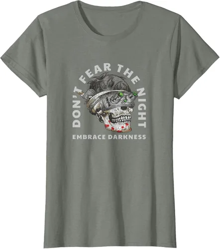 Vista 9 de Camiseta táctica militar con diseño de calavera con visión nocturna Negro
