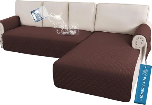 Vista 12 de H.VERSAILTEX Fundas de sofá para sofá seccional, 2 piezas, funda de sofá en forma de L, 100% impermeable y lavable, protector de sofá para perros