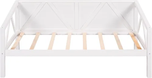 Vista 6 de Sofá cama de tamaño individual, marco de sofá cama de madera, sofá cama multifuncional para dormitorio de niños/adolescentes/habitación