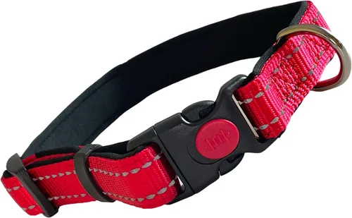 Vista 2 de Collar de perro de nailon acolchado reflectante - Devolver a las mascotas necesitadas - Cómodo collar de perro acolchado de neopreno, ajustable