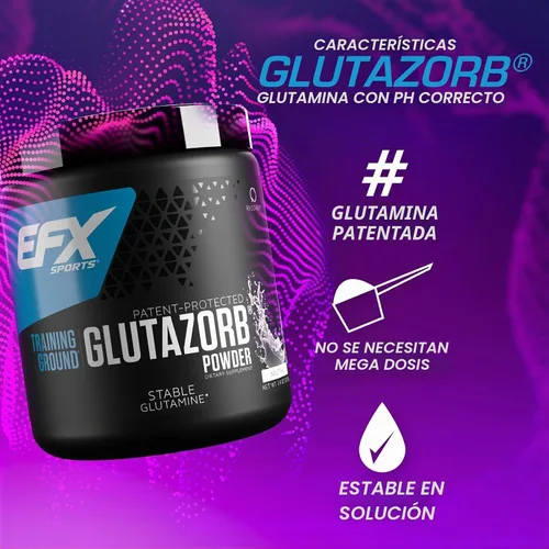 Vista 3 de EFX Sports Training Ground Glutazorb Powder Suplemento de glutamina altamente concentrado, pH correcto, digestión y apoyo inmunológico, 140