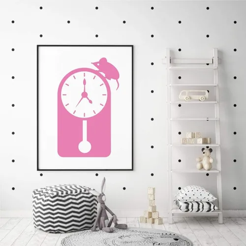 Vista 4 de Decoración de rima de guardería Hickory Dickory Dock Mouse Clock Vinilo Calcomanía de pared para sala de juegos de niños, guardería, biblioteca