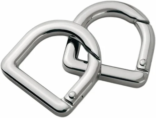 Vista 5 de 2 llaveros de resorte de metal semicírculo, clip de ganchos de resorte, hebilla de llavero de resorte, anillo plano en D para monederos (negro)