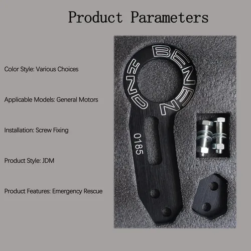 Vista 7 de Kit de Gancho de Remolque para Auto Universal, Gancho de Remolque Trasero de Aluminio para Coche (Negro) Premium-quality aluminum tow hook with a