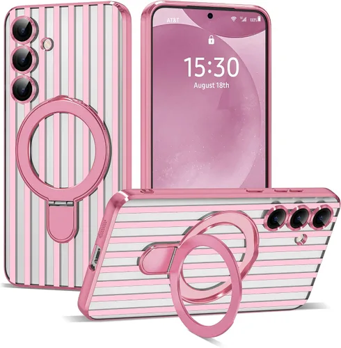 Vista 35 de Funda compatible con Samsung Galaxy S24 Plus con soporte de anillo magnético [compatible con Mag-Safe] protector de lente de cámara chapado Dorado