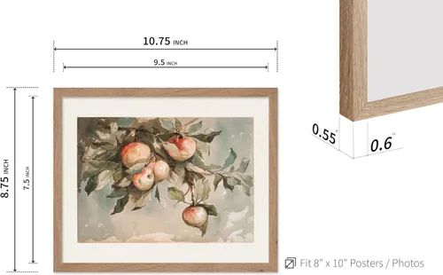 Vista 3 de Poster Master Póster vintage de estudio de manzanas, impresión retro de frutas muertas - Arte de acuarela - Arte de frutas - Regalo para hombres