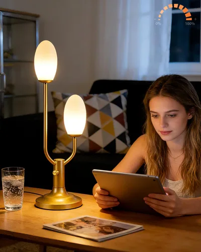 Vista 8 de Lightdot Lámpara de mesa con forma de globo para dormitorio, de mediados de siglo, moderna, negra, pequeña, lámpara de escritorio, regulable, 3000