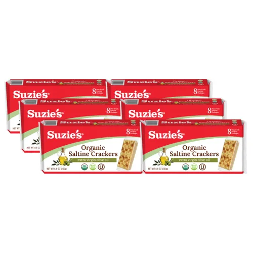 Vista 8 de Galletas Saladas Orgánicas Suzie's, Romero y Sésamo, Bocadillos Horneados Gourmet Saludables para Adultos y Niños - Paquete de 6, 8.8 oz Cada Una