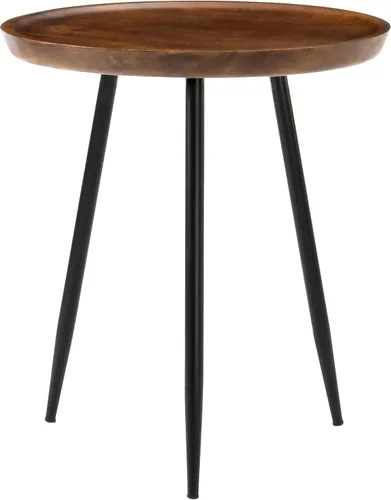 Vista 10 de MH London Mesa auxiliar moderna, mesa auxiliar Dilan de tres pines. Mesita de noche pequeña hecha a mano de diseño exclusivo. Mesa auxiliar redonda