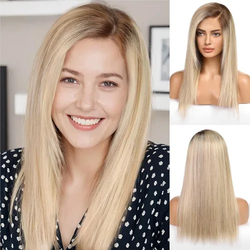 Vista 11 de KKU Pelucas de cabello humano de 16 pulgadas para mujer, peluca de cabello lacio en capas con flequillo, realismo natural, pelucas de cabello real