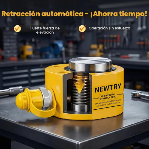 Vista 5 de NEWTRY Gato hidráulico de 10T, portátil de perfil bajo, 0.43' de extensión, para construcción naval, puentes, construcción