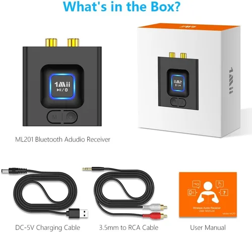Vista 15 de 1Mii Receptor Bluetooth 5.1 para estéreo doméstico, adaptador de audio Bluetooth con RCA de 0.138 in, transmisión de música inalámbrica de alta