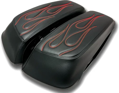 Vista 13 de 2014-2023 Fundas de tapa de alforja premium Flame para Harley Davidson Negro