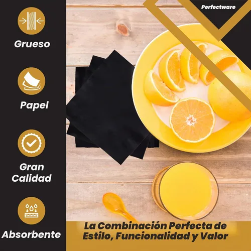 Vista 3 de Perfectware - Servilletas negras para bebidas de 2 capas - Paquete de 300 servilletas de cóctel, 10 x 10 pulgadas