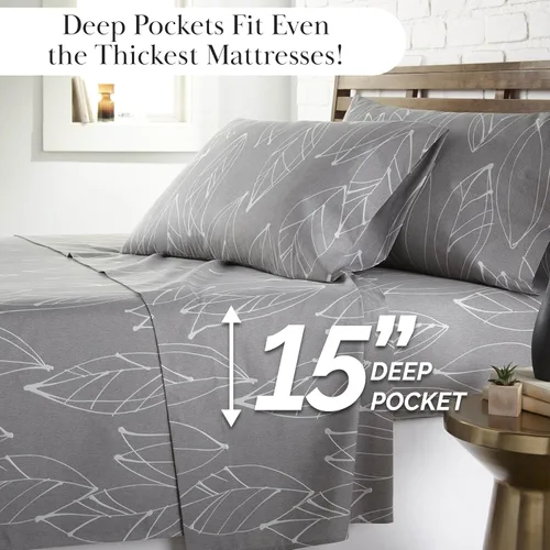 Vista 201 de Southshore Fine Living, Inc. Colección Winter Brush, juego de sábanas de 3 piezas para cama individual, sábana bajera con bolsillo profundo de 14