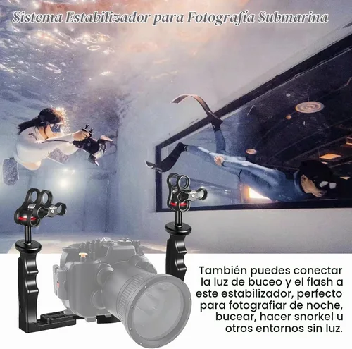 Vista 7 de MINIFOCUS Soporte de bandeja para mango de cámara subacuática, soporte estabilizador de video de aleación de aluminio extensible con soporte