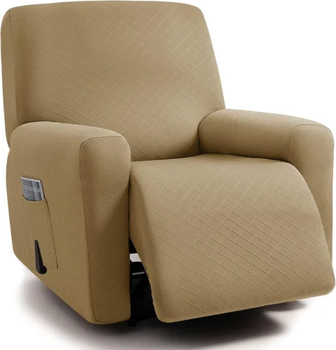 Vista 7 de ULTICOR Fundas para sofá reclinable de 8 piezas con diseño de jacquard cuadrado, fundas elásticas para sofá reclinable de 3 cojines, gruesas, suaves