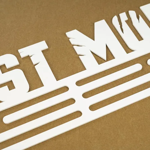 Vista 5 de Beast Mode Sport Medal Hanger Display Soporte para medallas de acero blanco mate hasta 48 medallas