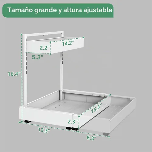 Vista 5 de REALINN Organizador expandible para debajo del fregadero con ajuste de Blanco