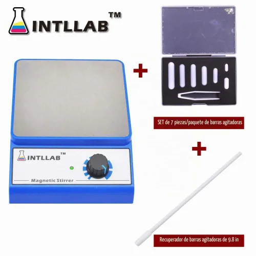 Vista 2 de INTLLAB Agitador magnético con barra de agitación 7PCS Set y barra de agitación Retriever