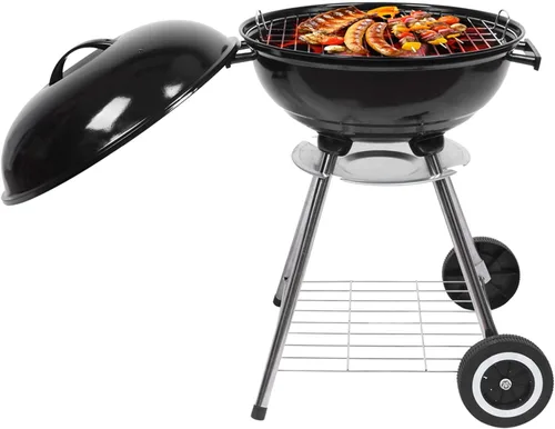 Vista 3 de Parrilla de carbón de 18 pulgadas con ruedas para cocinar al aire libre, barbacoa, barbacoa, hervidor de carbón, parrilla portátil, resistente
