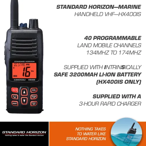 Vista 2 de Standard Horizon HX400IS - Radio VHF portátil intrínsecamente segura