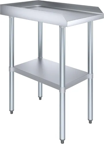 Vista 4 de AmGood Mesa de trabajo comercial con protector contra salpicaduras y protectores laterales contra salpicaduras Altura: 35" Mesa de preparación