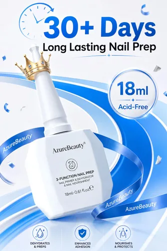 Vista 5 de AZUREBEAUTY Deshidratador de uñas de 0.6 fl oz y capa base de imprimación, preparación nutritiva de uñas 3 en uno, sin ácidos y sin hema, secado
