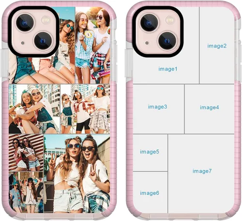 Vista 24 de Funda de teléfono personalizada para iPhone 13 personalizada con collage de múltiples imágenes, funda resistente a los arañazos, a los golpes, funda