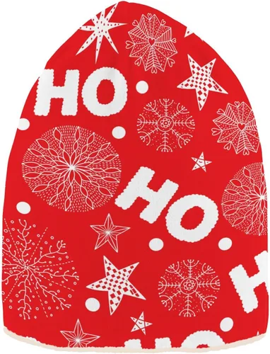 Vista 2 de Ho Red Stars Christmas Beanie for Women Men Warm Cap Soft Beanies Reversible Crochet Hats for Y2k Winter Fall