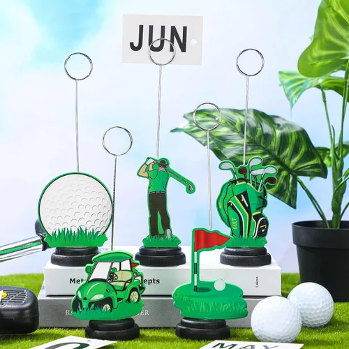 Vista 4 de RattanView 5 piezas de soporte para globos de fotos de pelota de golf, centros de mesa, decoración temática de golf, soporte para tarjetas de lugar