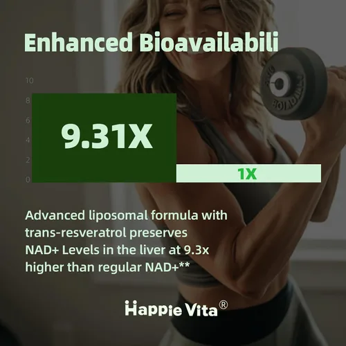Vista 3 de NAD liposomal con resveratrol - Alternativa al suplemento NMNH - Suplemento NAD de alta pureza para antienvejecimiento, energía, concentración - 60