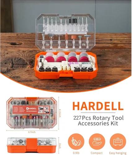 Vista 7 de HARDELL Mini herramienta rotativa inalámbrica y 230 accesorios de herramientas rotativas (naranja)