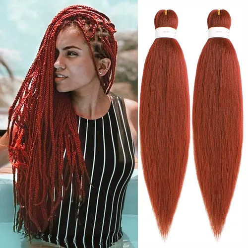 Vista 27 de Unionbeauty - Cabello trenzado preestirado de 16 pulgadas, 8 paquetes de cabello rubio trenzado con agua caliente, textura Yaki, trenzas