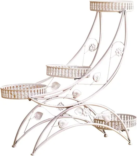 Vista 15 de Soporte de flores de hierro forjado interior,Soporte para macetas de pie en el piso,Soporte para plantas escalonadas para sala de estar, balcón rojo