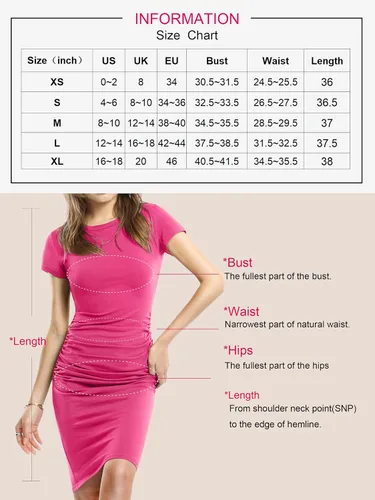 Vista 3 de Missufe - Vestido midi ajustado con pliegues y de manga corta para mujer