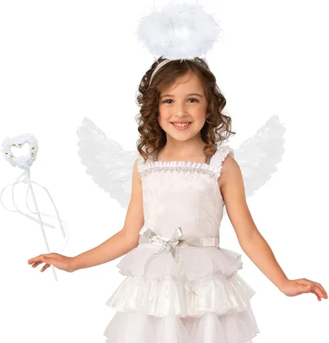 Vista 3 de Varita mágica de alas de ángel y halo para niños, disfraz de ángel para Halloween, fiesta de cosplay de Navidad